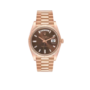 Rolex President Day-Date 40mm Rose Gold Chocolate Diamond Watch 228235